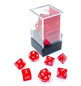Chessex 7-set Cube Mini Translucent Red with White