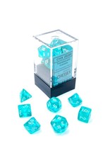 Chessex 7-set Cube Mini Translucent Teal with White