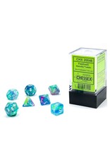 Chessex Festive: Mini-Polyhedral Waterlily/white 7-Die set