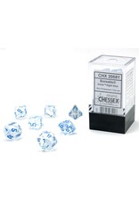 Chessex 7-Set Cube Mini Borealis Luminary Icicle with Light Blue