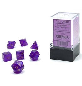 Chessex 7-Set Cube Mini Borealis Luminary Royal Purple with Gold