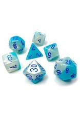 Chessex 7-Set Cube Gemini Luminary Pearl Turquoise-White with Blue