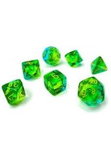 Chessex 7-Set Cube Gemini Translucent Green-Teal with Yellow