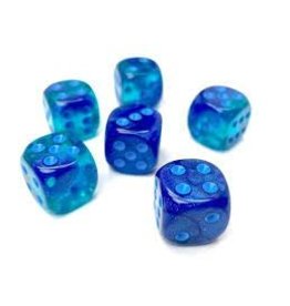 Chessex Gemini: 16mm d6 Blue-Blue/light blue Luminary Dice Block (12 dice)