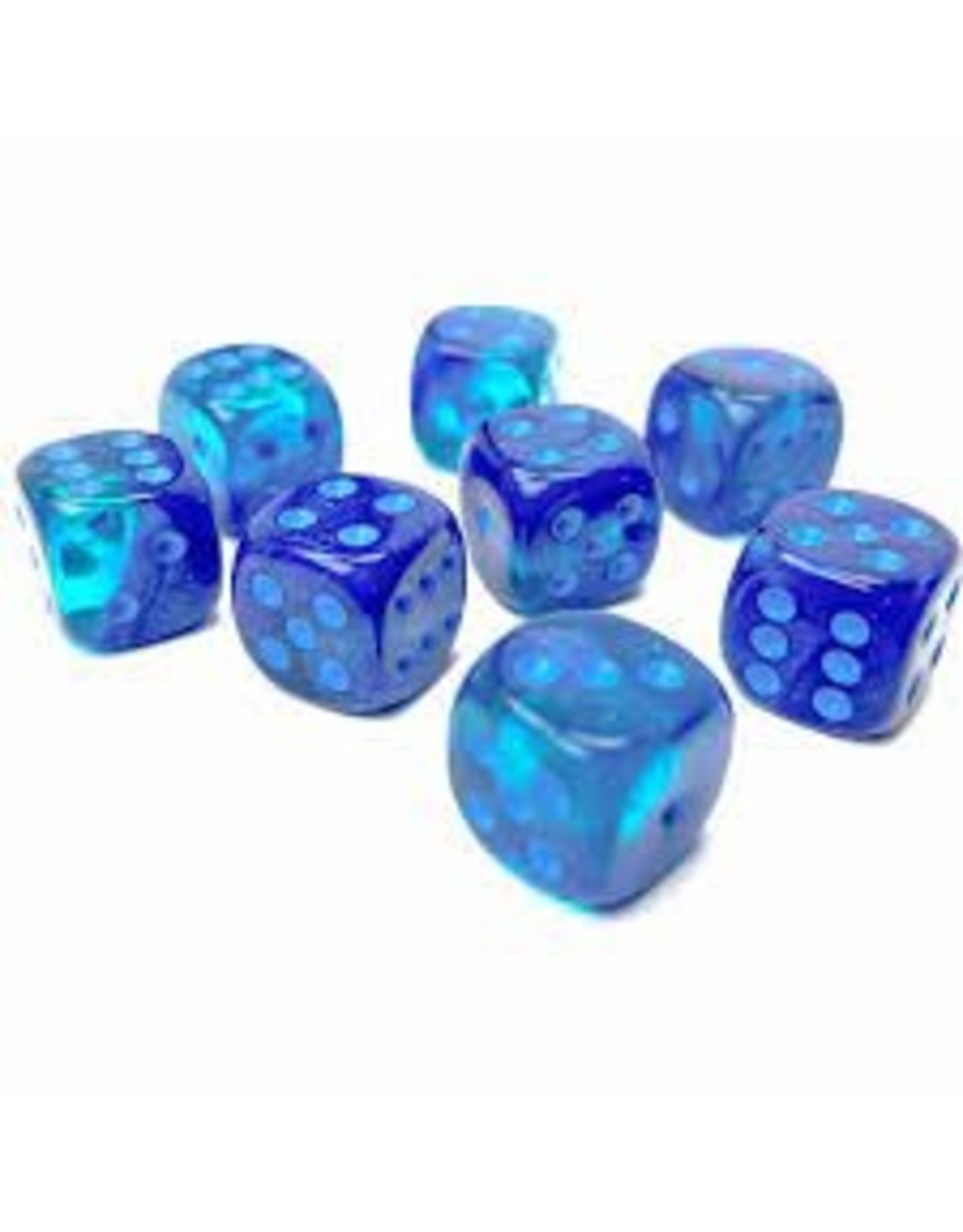Chessex d6 Cube 16mm Gemini Luminary Blue-Blue with Light Blue (36)