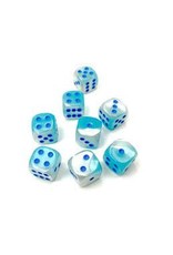 Chessex d6 Cube 16mm Gemini Luminary Pearl Turquoise-White with Blue (36)