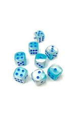 Chessex Gemini: 12mm d6 Pearl Turquoise-White/blue Luminary Dice Block (36 dice)