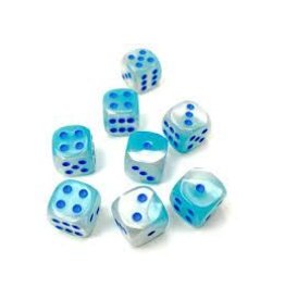 Chessex Gemini: 12mm d6 Pearl Turquoise-White/blue Luminary Dice Block (36 dice)