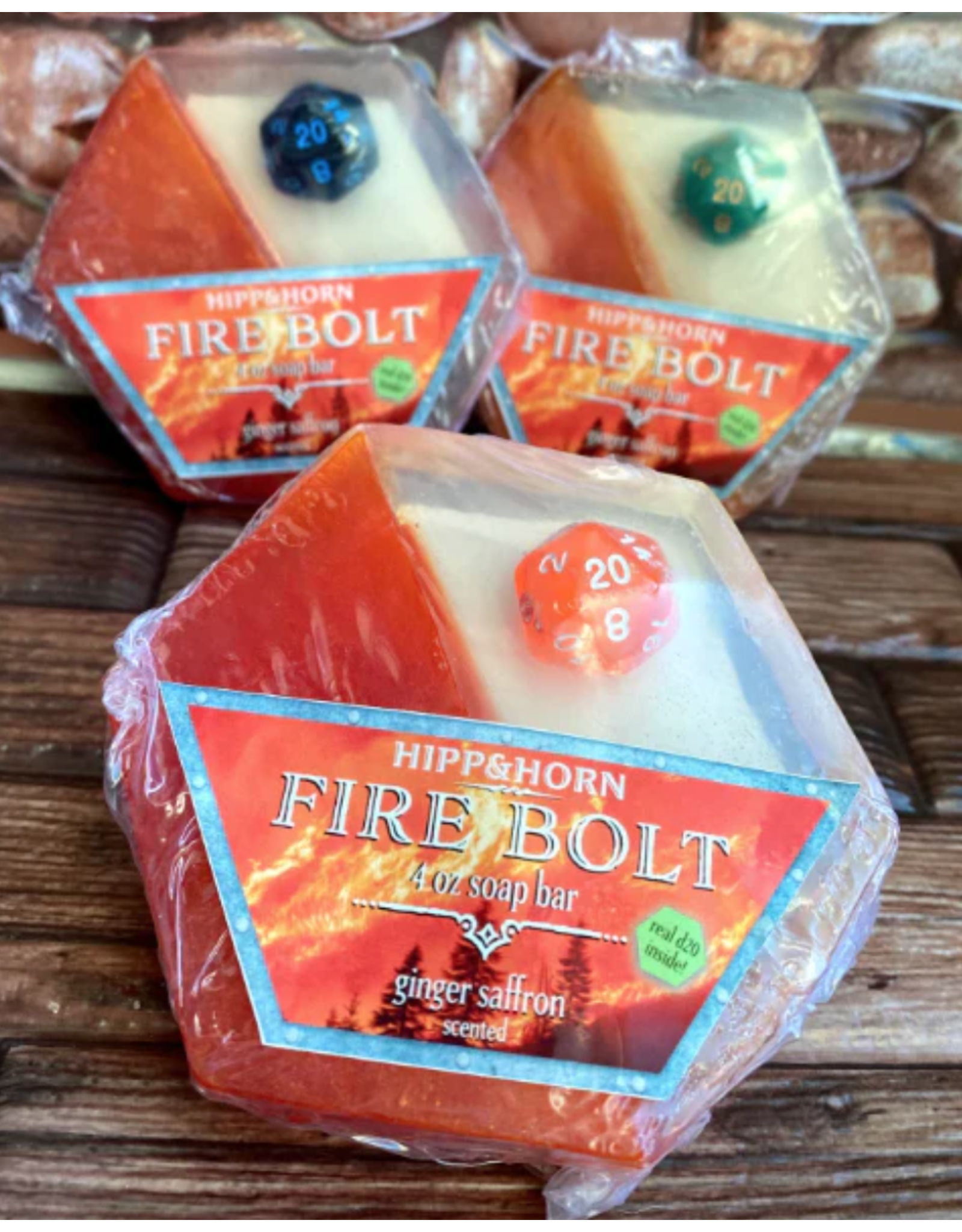 Hipp and Horn Spell Casters Soap with D20 - Fire Bolt