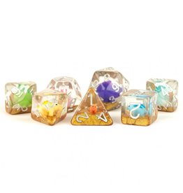 Metallic Dice Games 7-Set Rainbow Dinosaur