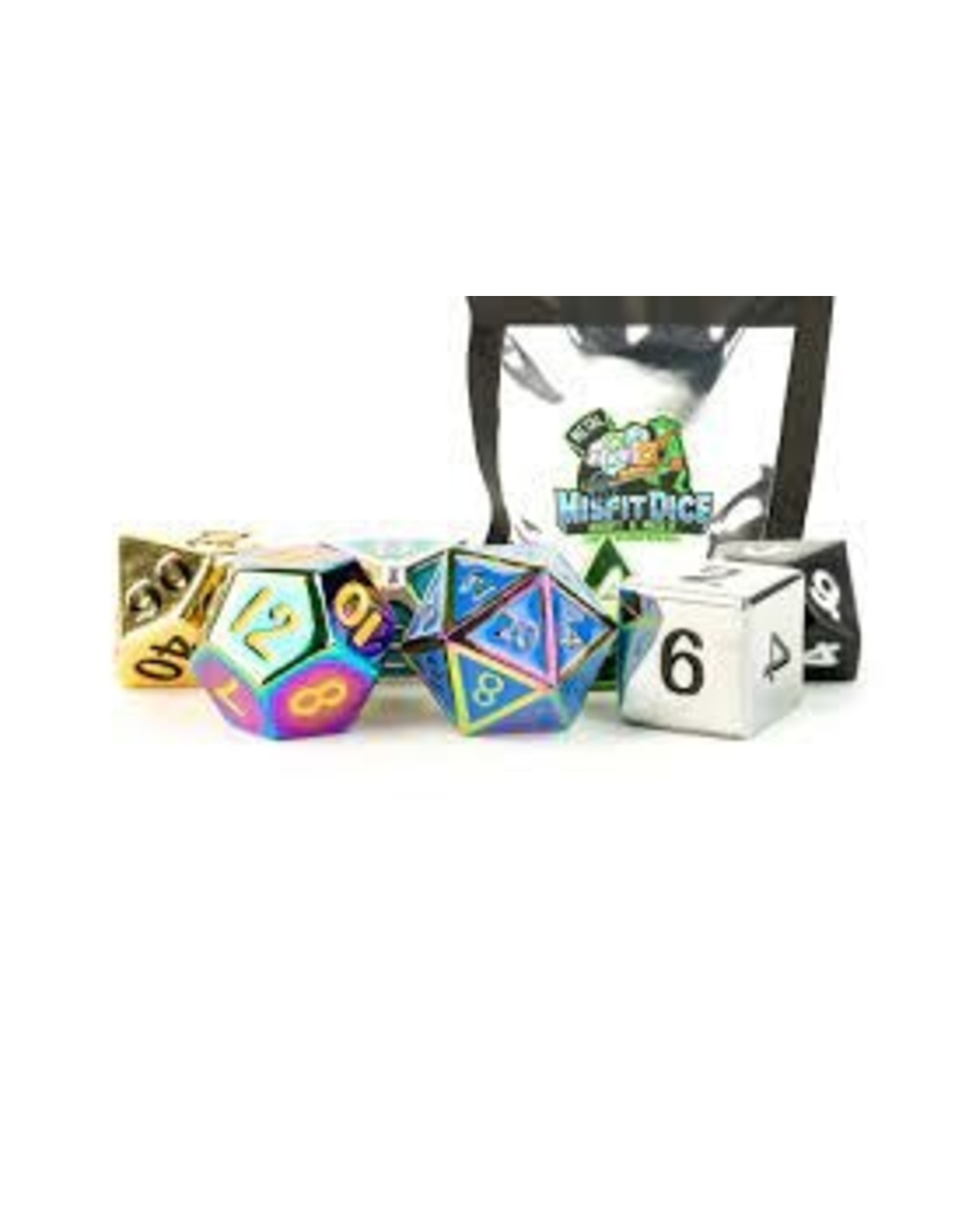 Metallic Dice Games Mystery Misfit Metal Polyhedral Dice Set