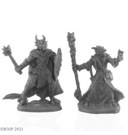 Reaper Bones Black: Dragonfolk Wizard and Cleric