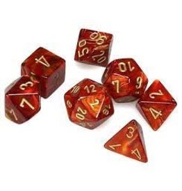 Chessex 7-set Cube Mini Scarab Scarlet with Gold