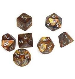 Chessex 7-set Cube Mini Lustrous Gold with Silver