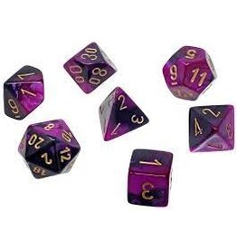 Chessex 7-Set Cube Mini Gemini Black Purple with Gold