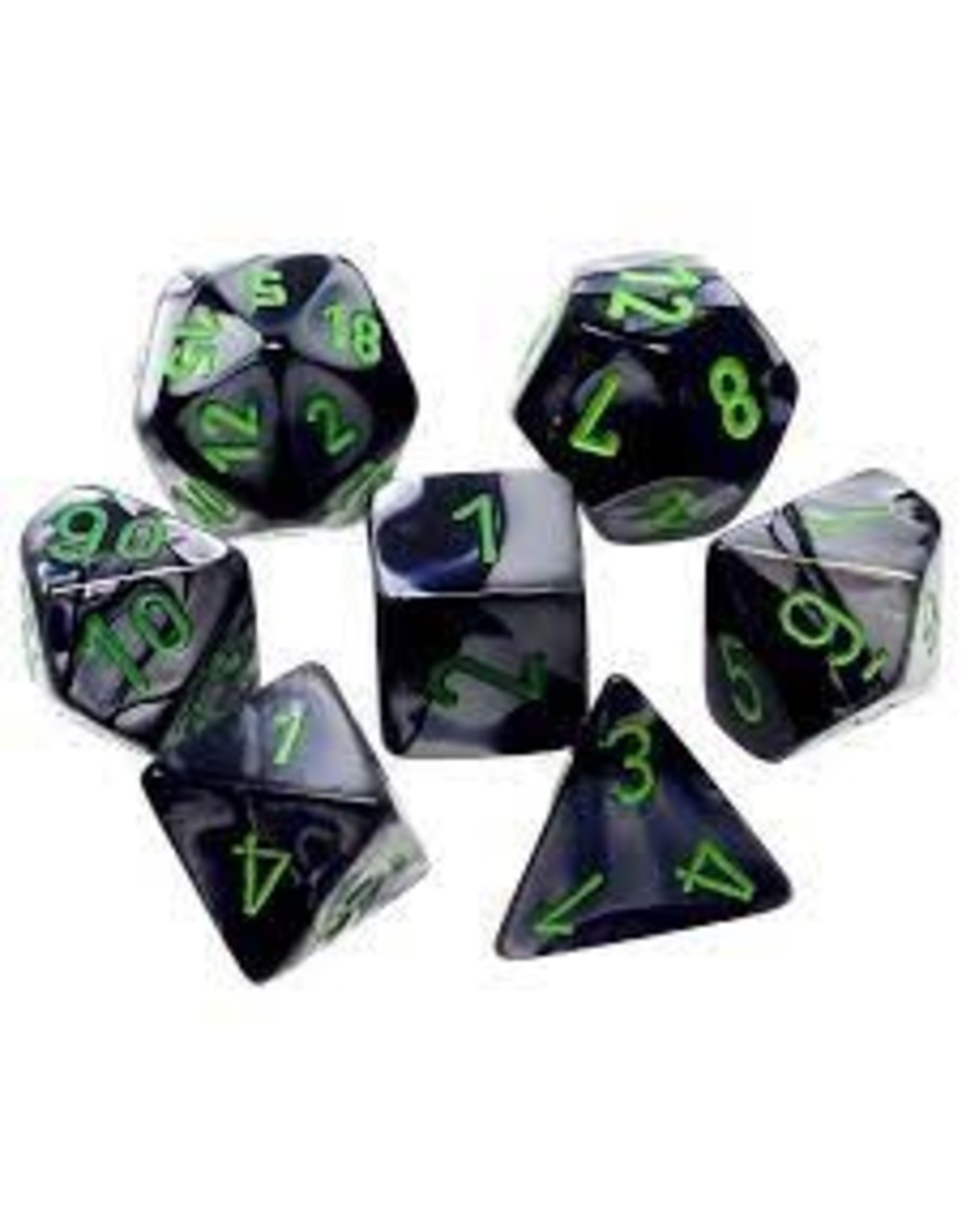 Chessex 7-Set Cube Mini Gemini Black Grey with Green