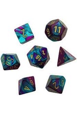 Chessex 7-Set Cube Mini Gemini Purple Teal with Gold