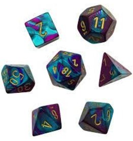 Chessex 7-Set Cube Mini Gemini Purple Teal with Gold