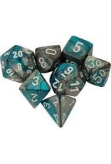 Chessex 7-Set Cube Mini Gemini Steel Teal with White