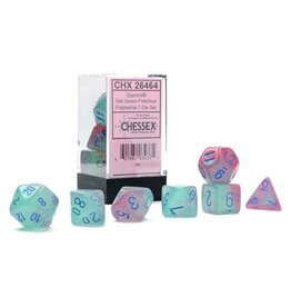 Chessex 7-Set Cube Gemini Luminary Gel Green-Pink with Blue