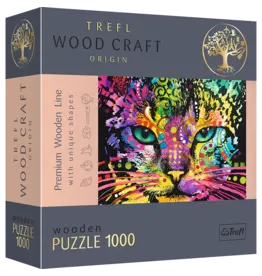 Trefl Puzzle: Colorful Cat, Woodcraft 1000pc