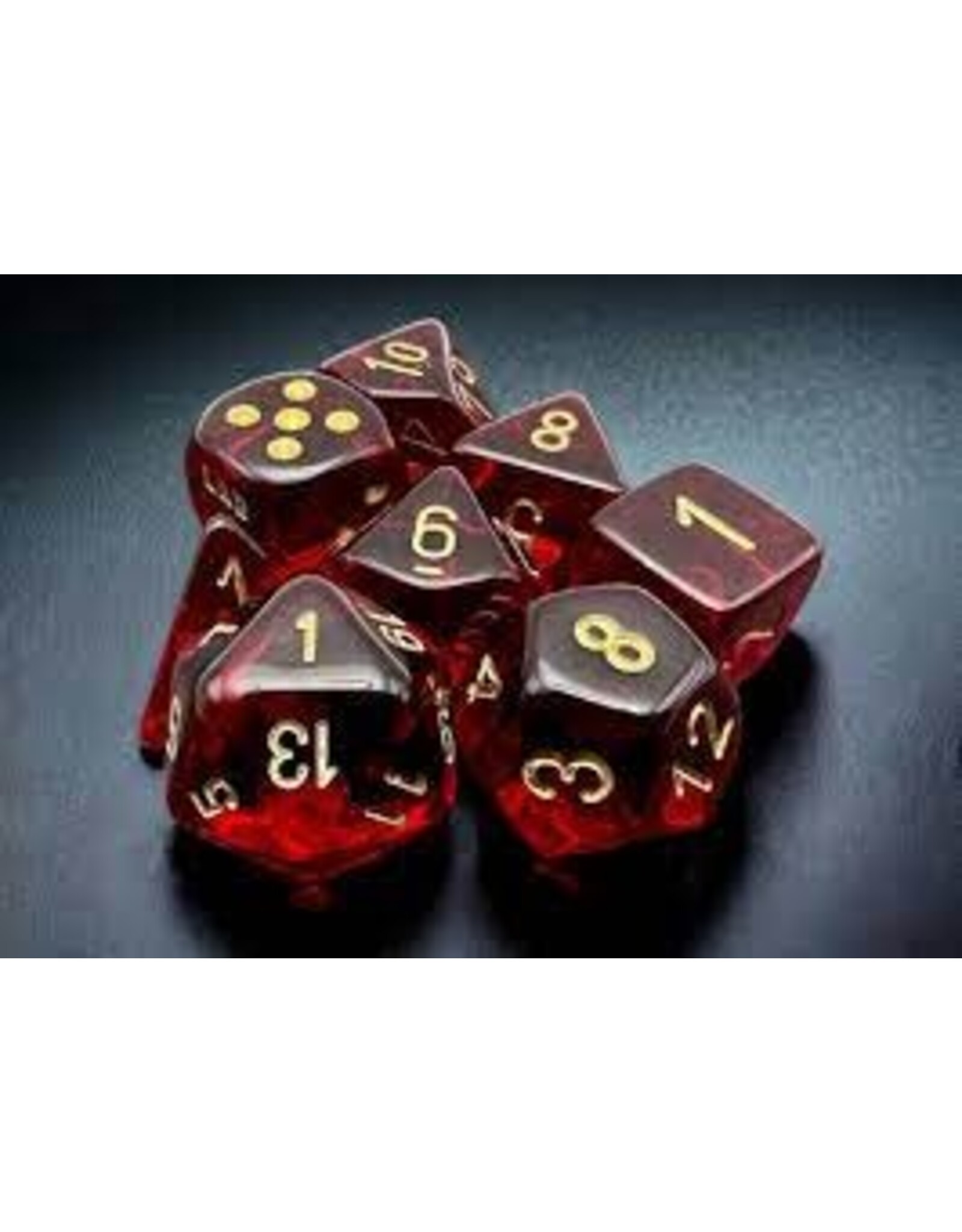 Chessex 7-set Translucent Crimson with Gold