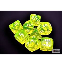 Chessex 7-set Translucent Neon Yellow with White