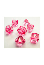 Chessex 7-Set Mini Translucent Pink with White