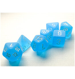 Chessex 7-Set Mini Frosted Caribbean Blue with White