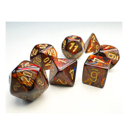 Chessex 7-Set Mini Scarab Blue Blood with Gold