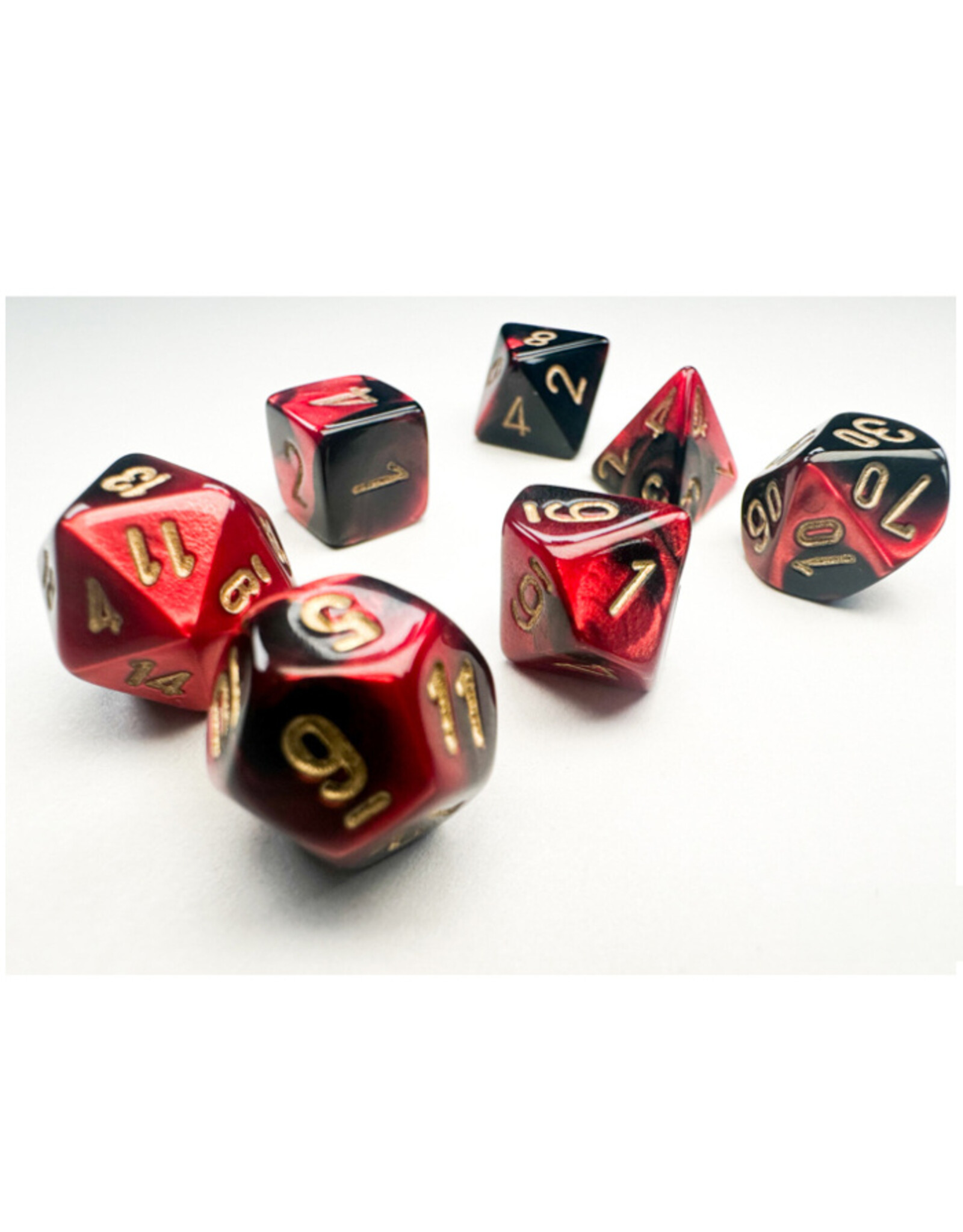 Chessex 7-Set Mini Gemini Black Red with Gold