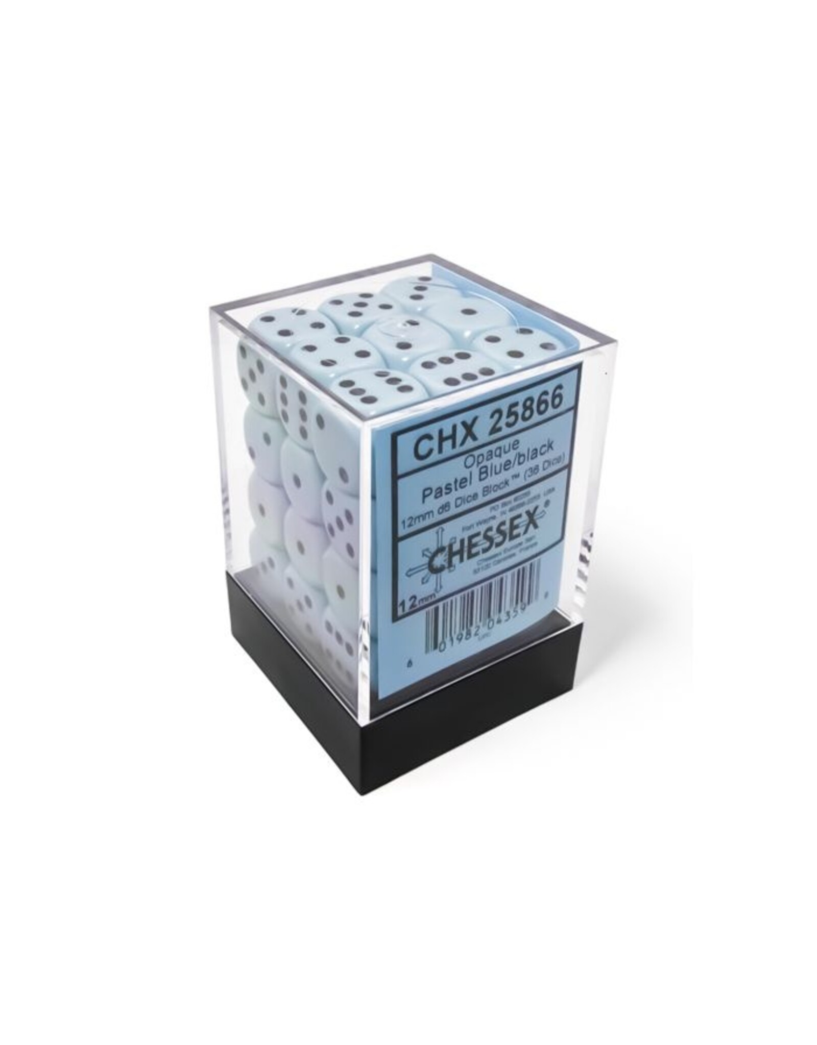 Chessex d6 Cube 12mm Opaque Pastel Blue/black (36)