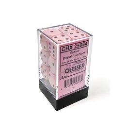 Chessex d6 Cube 16mm Opaque Pastel Pink/black (12)