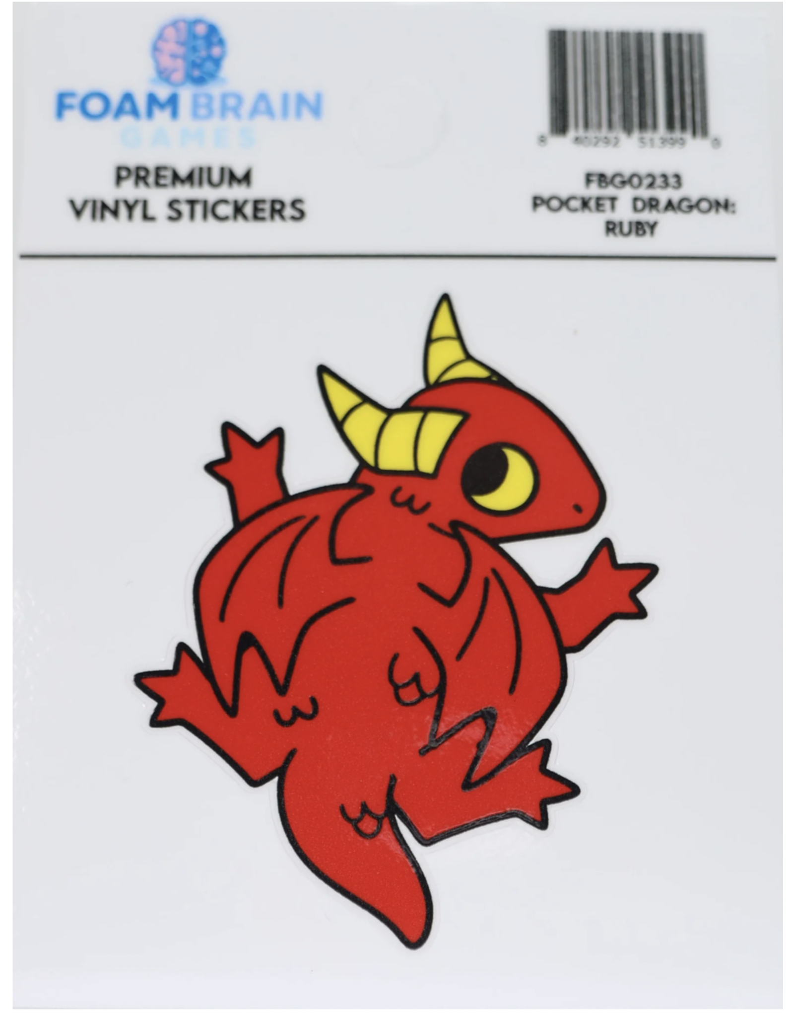 Foam Brain Pocket Dragon Sticker: Ruby