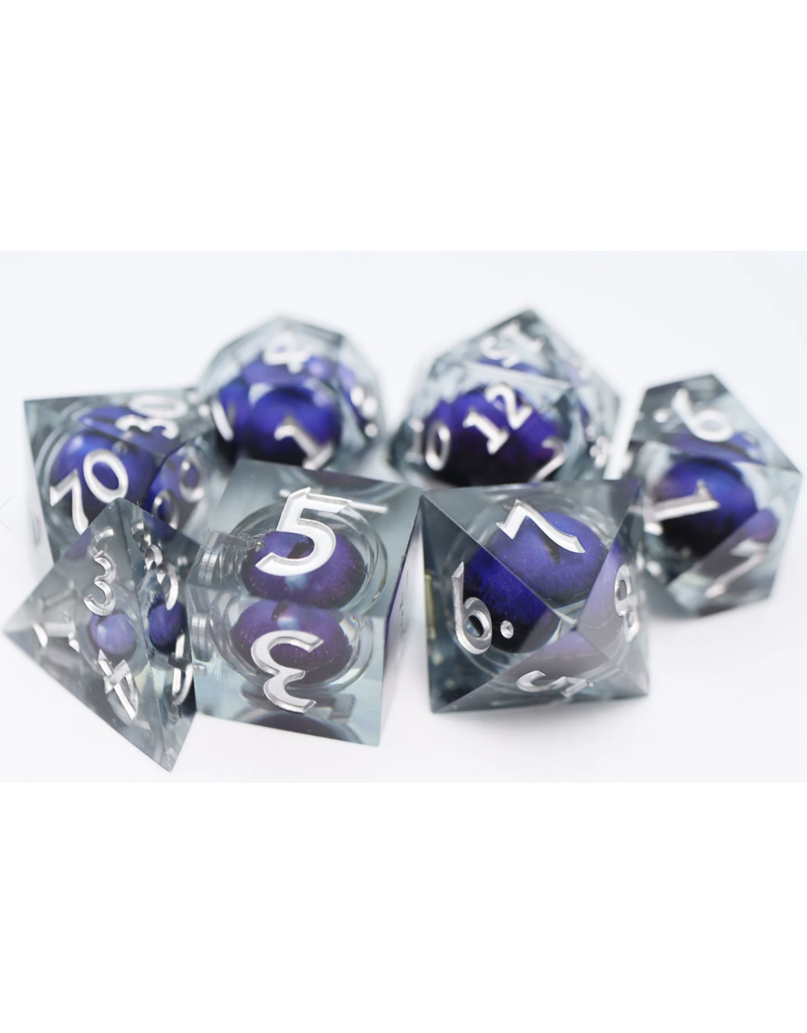 Foam Brain Sharp Edge Moving Eye RPG Dice Set - Purple Cyclops
