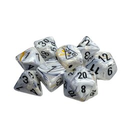 Chessex 7-set Tube Lab Dice: Marble Calcite/black