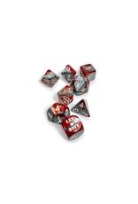 Chessex 7-set Tube Lab Dice: Gemini Red Steel/white