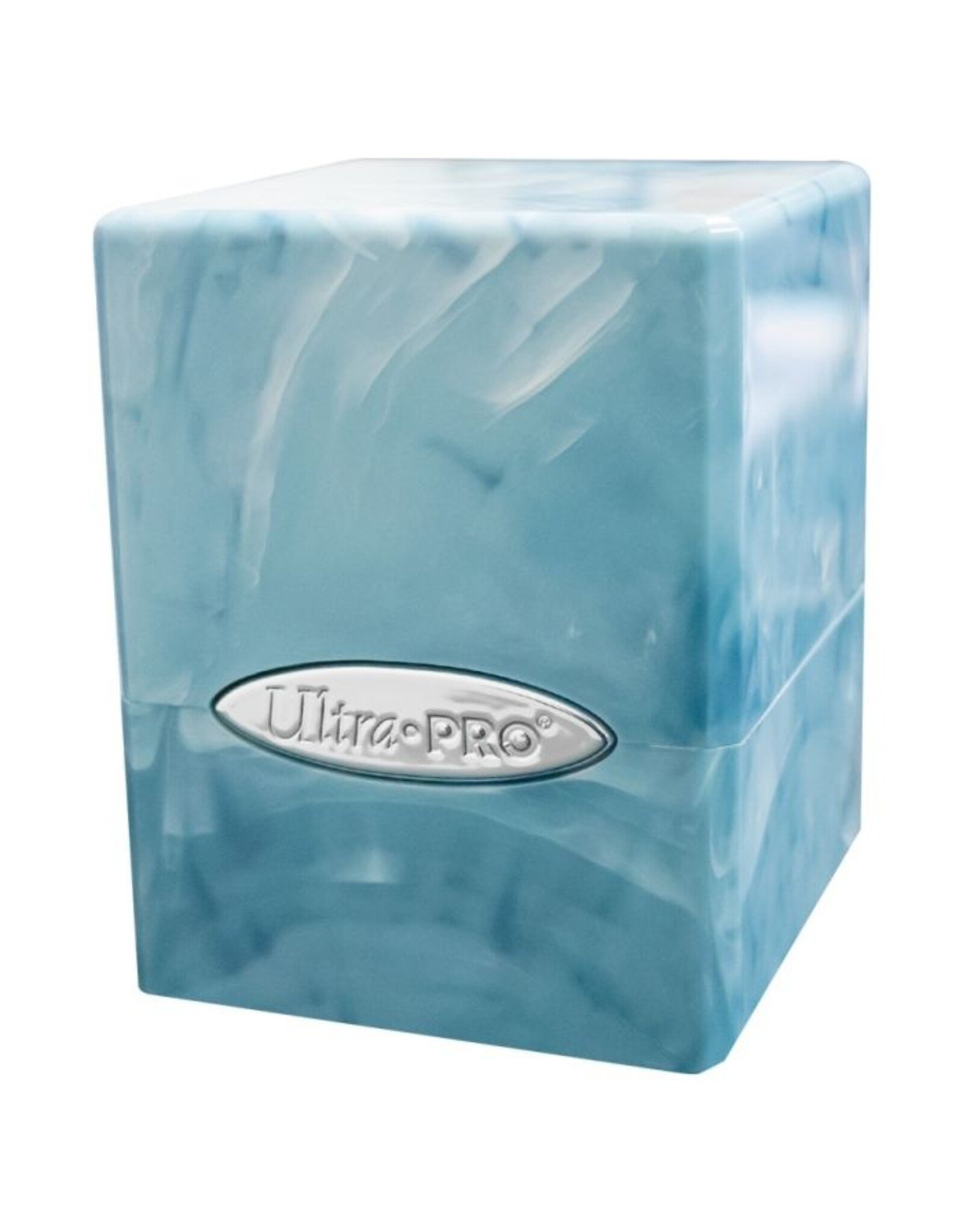 Ultra Pro Deck Box: Satin Cube: Marble: Light Blue/White