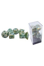 Chessex 7-set Mega Hedrals: Marble Green/dark green