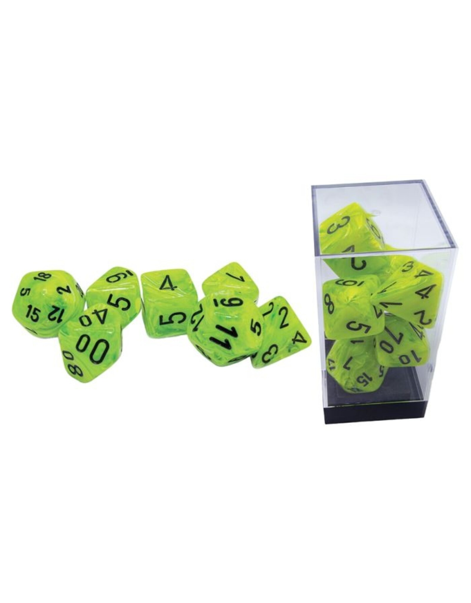 Chessex 7-set Mega Hedrals: Vortex Bright Green/black