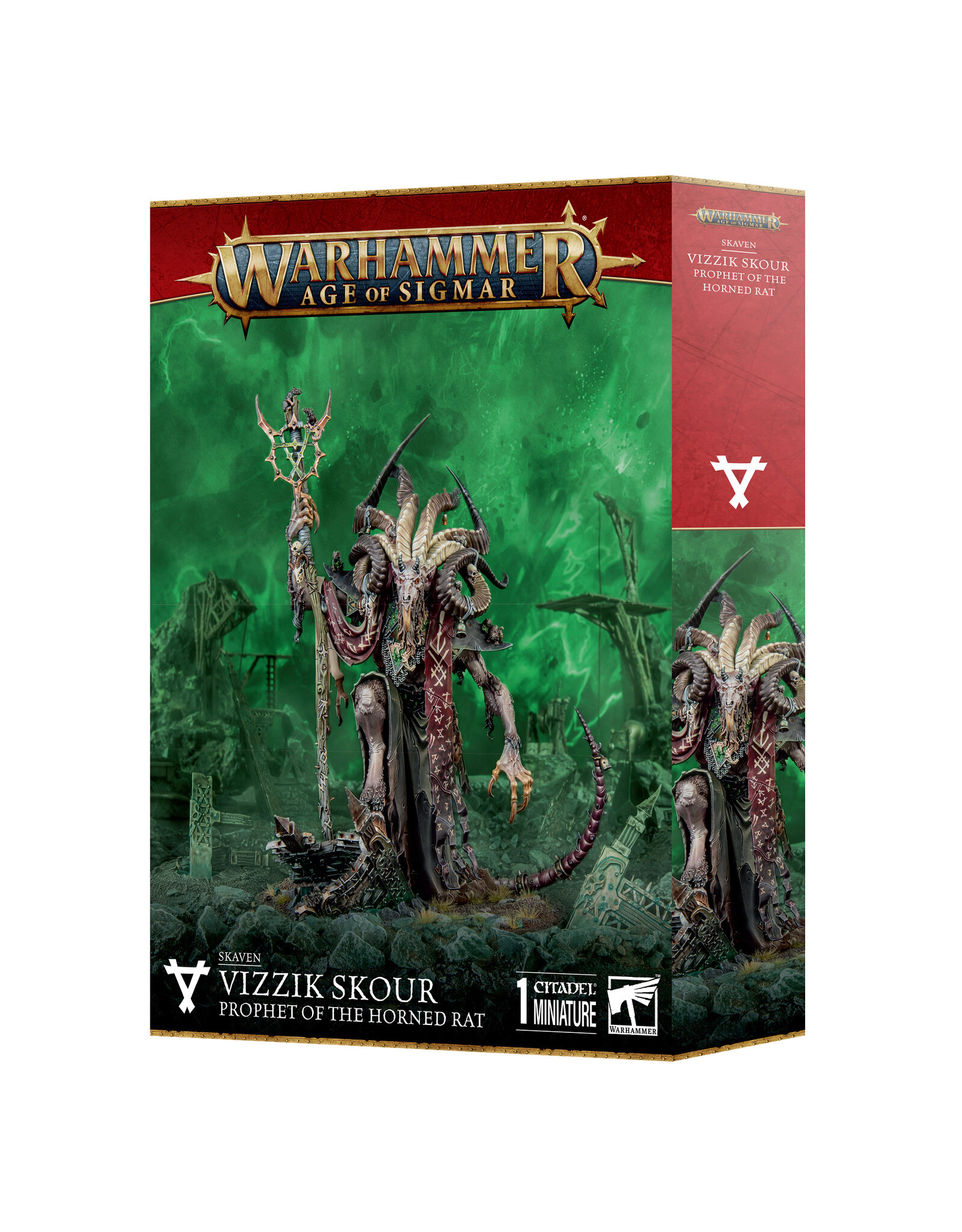 Age of Sigmar Skaven: Vizzik Skour Prophet Horned Rat