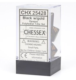 Chessex 7-Set Polyhedral Opaque: Black With Gold