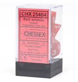 Chessex 7-Set Cube Opaque Red with White