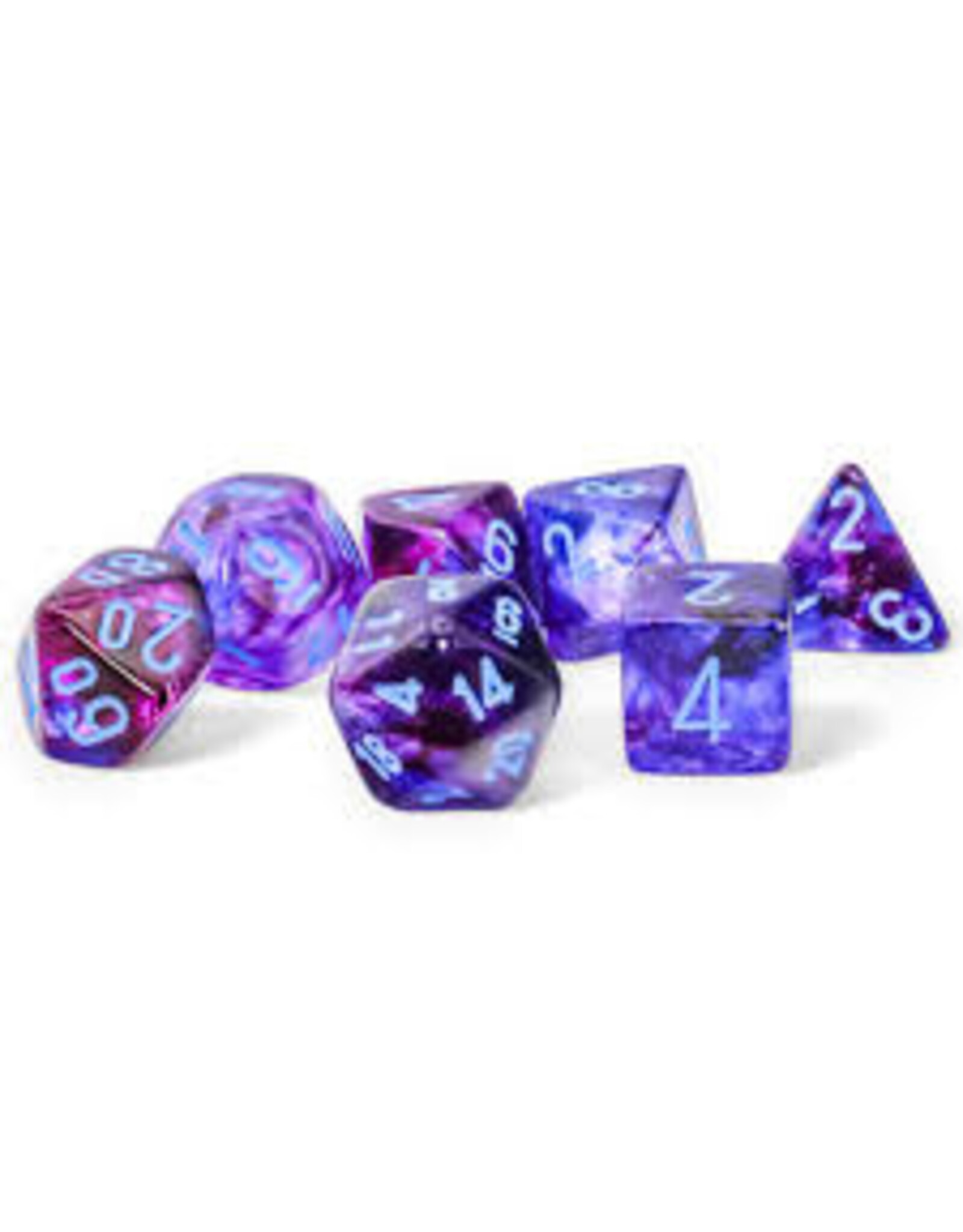 Chessex 7-Set Mega Hedrals: Nebula Nocturnal with blue Luminary