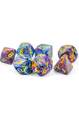Chessex 7-Set Mega Hedrals: Festive Mosaic with yellow
