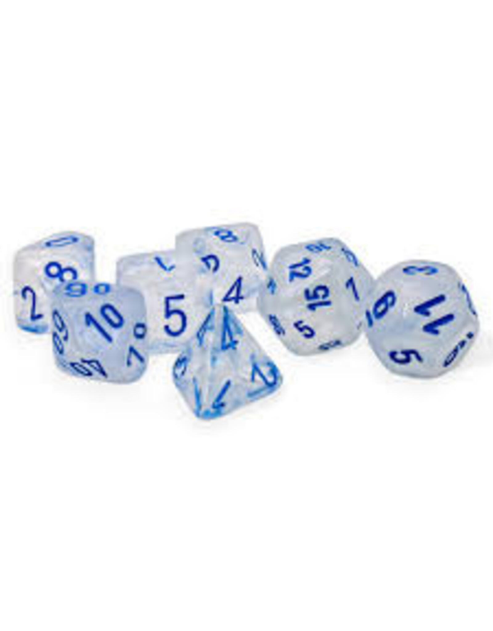 Chessex 7-Set Mega Hedrals: Borealis Icicle with light blue Luminary
