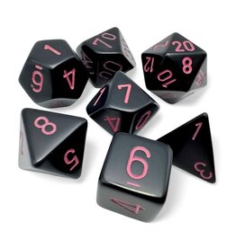 Chessex 7-Set Opaque Black with Pink
