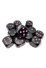 Chessex d6Cube 16mm Opaque Black with Pink (12)