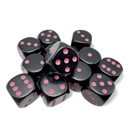 Chessex d6Cube 16mm Opaque Black with Pink (12)