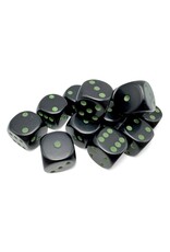 Chessex d6Cube 16mm Opaque Black with green (12)